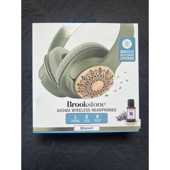 Brookstone Green Aroma Wireless Headphones, Bluetooth,Immersive Multisensory NIB